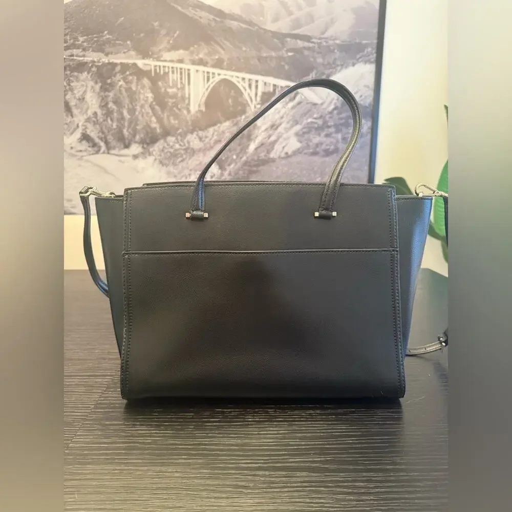Kate Spade New York Geraldine Satchel Patterson Drive Black Leather Tote Purse